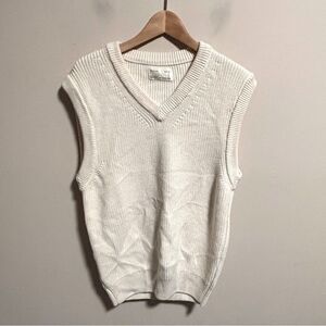 Zara White Ribbed Knit Oversized Sweater Vest- Size Small